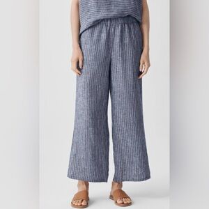 Eileen Fisher Puckered Organic Linen Wide-Leg Pant Size XS